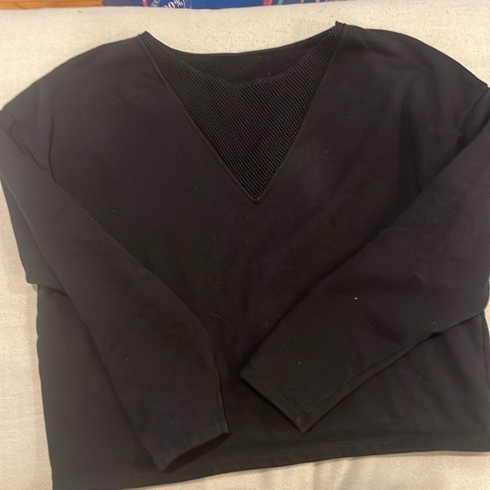 Black Alo crew neck with mesh detailing at neck